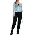 thumbnail image 2 of Chaqueta con puños acanalados INSPIRE CHIC para mujeres, sudadera, chaqueta bomber de malla, XS, azul claro, 2 of 6