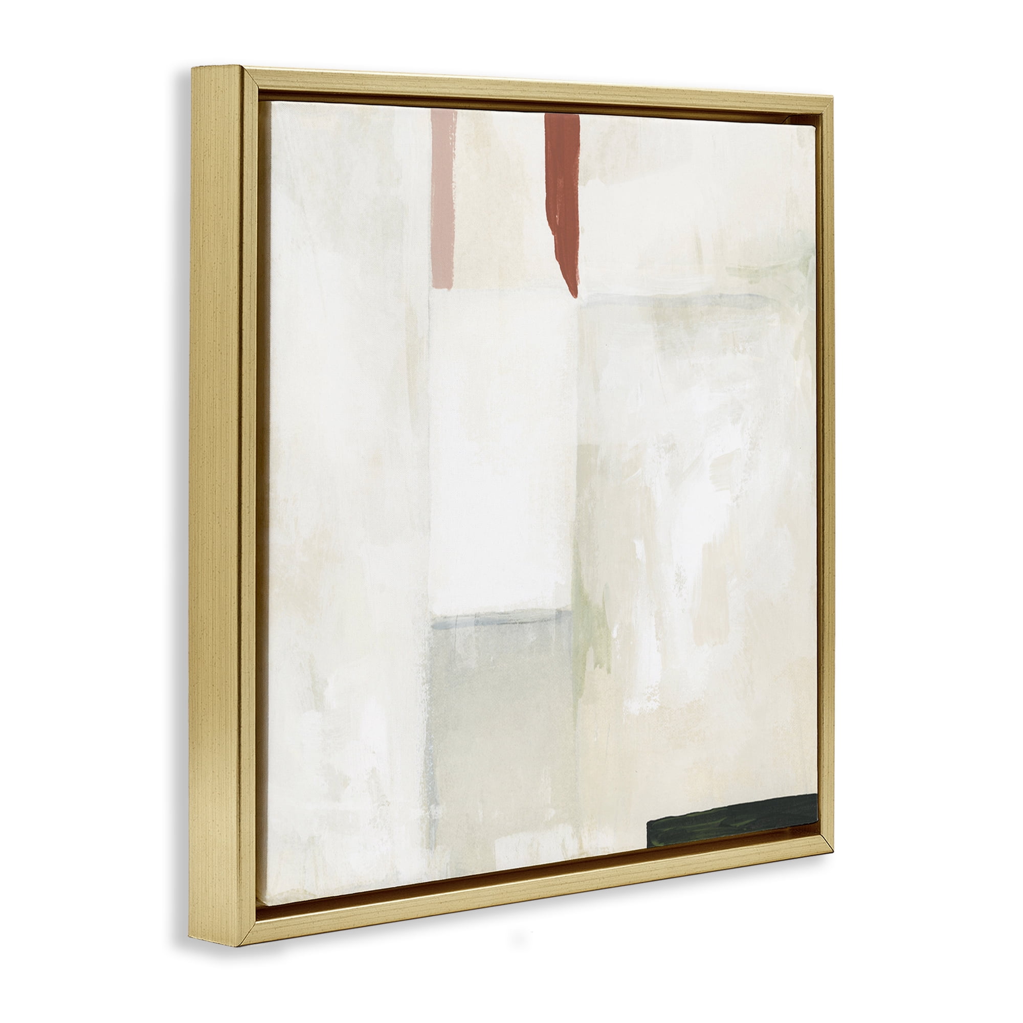 Stupell Industries Neutral Abstract Simplicity Abstract Painting Gold Floater Framed Canvas Art Print Wall Art, 25 x 25