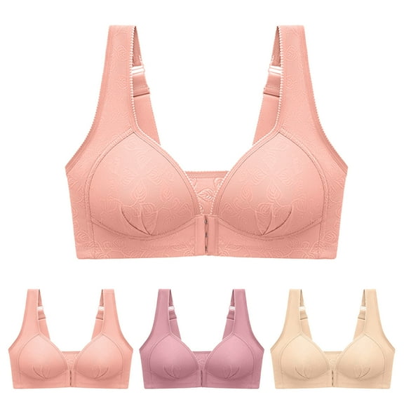 Azrian Full Figure Plus Size Bras for Women,Strapless Bra,Ladies Traceless Comfortable No Steel Ring Vest Breathable Gathering Front Opening Buckle Bra Woman Underwear on Sell Clearance
