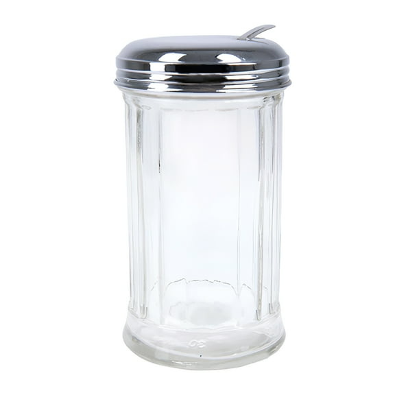 ACDANC 10 oz Glass Sugar Dispenser with Pour Spout and Stainless Steel Flip Lid - Durable,Conveniently Sized Multifunctional Sugar Container for Coffee Bar,Suitable for Seasoning,Cinnamon