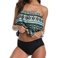 thumbnail image 4 of RotHome Womens Bandeau Tankini Swimsuits Tummy Control Two Piece Bathing Suits Loose Blouson Swim Top for Summer Beach Vacation Travel, 4 of 10