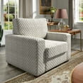 thumbnail image 2 of Weston Home Svolvar Modern Fabric Upholstered Square Arm Accent Chair, White/Gray Herringbone Pattern Fabric, 2 of 7