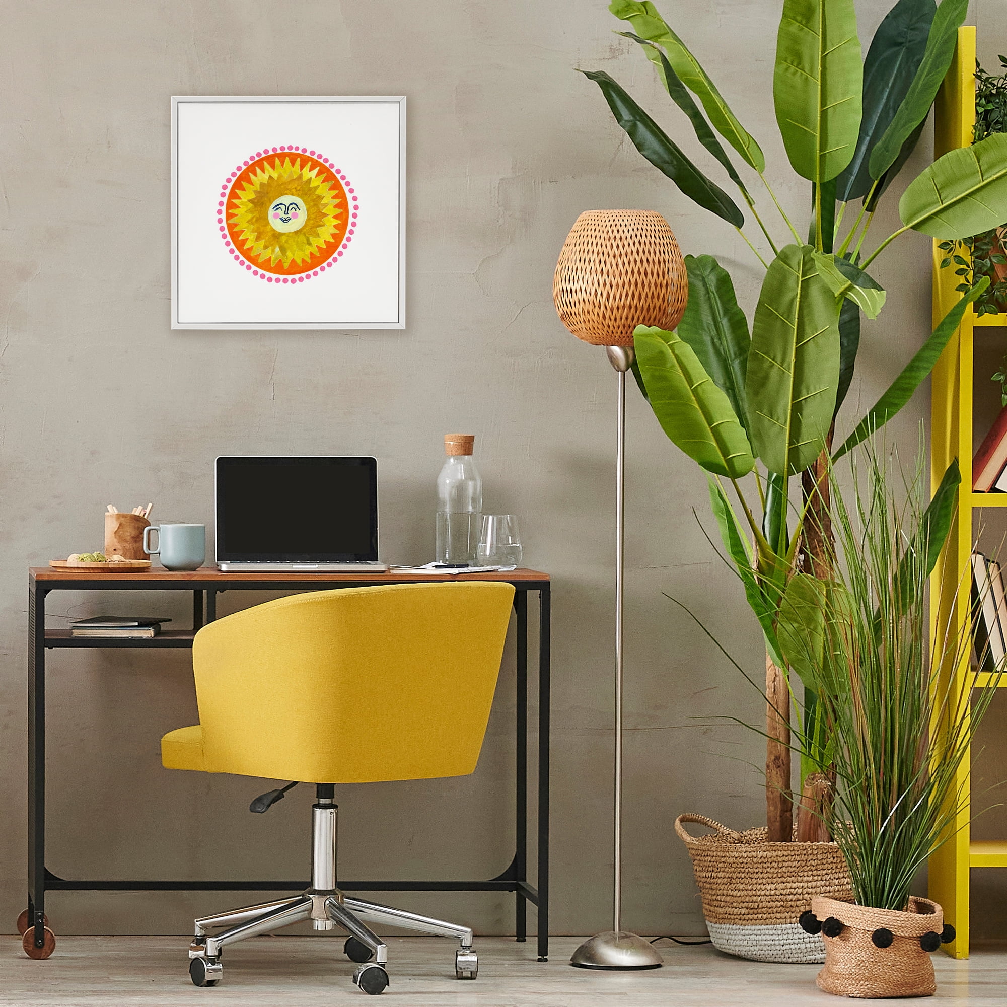 Stupell Industries Yellow & Orange Smiling Sun White Framed Giclee Art, design by Katherine Herrell Studio