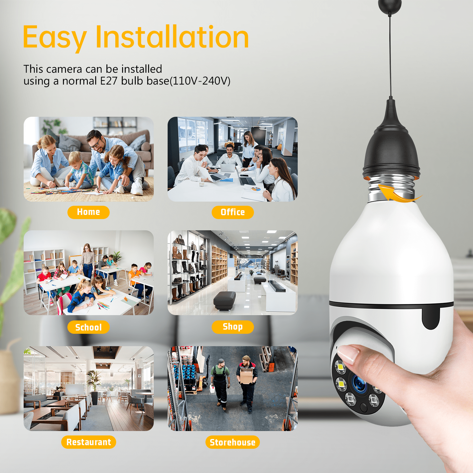 TOGUARD SC18 Wired Light Bulb Security Camera
