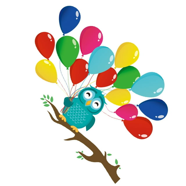 Naiovety Pegatina de pared de globo de búho de dibujos animados, pegatinas de arte para puerta de habitaciones de niños, papel tapiz, pegatinas Decoración del hogar Naiovety HA078036-00B