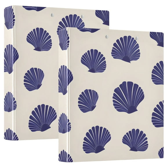ALAZA Retro Seashells Hardcover 3 Ring Binder 1.5" Round Rings Interior Pockets Binders Organizer 2 Pack