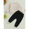 thumbnail image 6 of Toddler Baby Boys Halloween Clothing Set 0 6 12 18 24 Months 2T 3T Pumpkin Face Print Crew Neck Long Sleeve Sweatshirts Tops and Long Pants 2Pcs Fall Outfits, 6 of 9