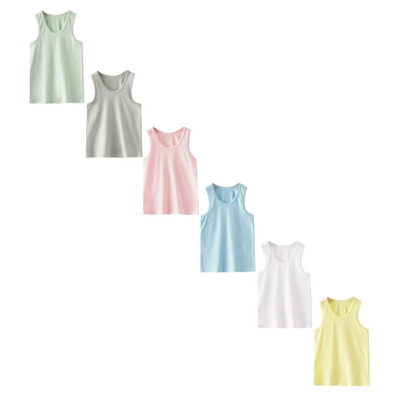 LUOGENLI 6 Pack T Shirts Tops for Girls Trendy Summer Toddler Kids Girls Dance Tank Top Racerback Crop Tank Top Soild Sleeveless Sports Dance Top Ballet Gymnastics Dancewear 130