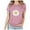 Pink, variant on Busydd Womens Summer Tops Casual Round Neck Short Sleeve T-Shirt Tops Fashion Floral Basic Loose Fit Tees