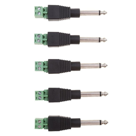 5 Pieces Audio Male 6.35mm 1/4'' Audio to Screw Terminal Female Connector Coverter Adapter for