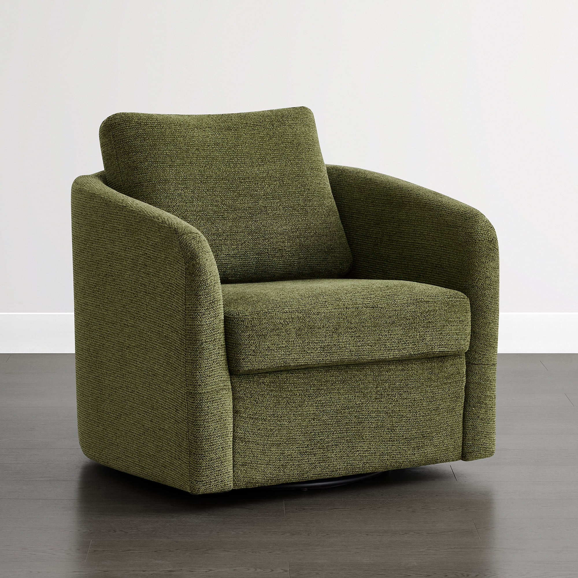 Spruce & Spring Modern Upholstered Swivel Barrel Accent Chair with Removable Slipcover Green, Single Chair