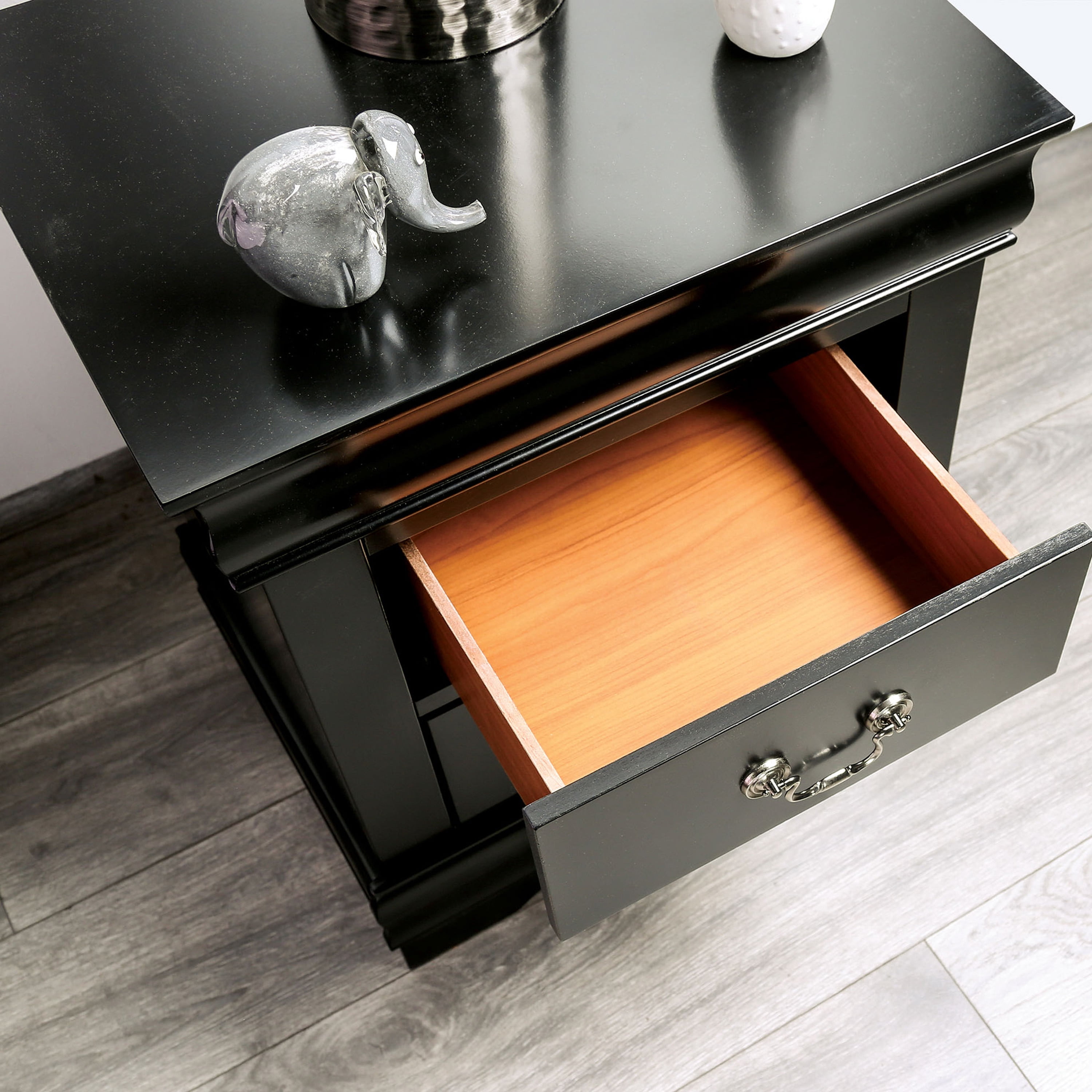 Furniture of America Vrai Transitional 2-Drawer Adult Nightstand, Black