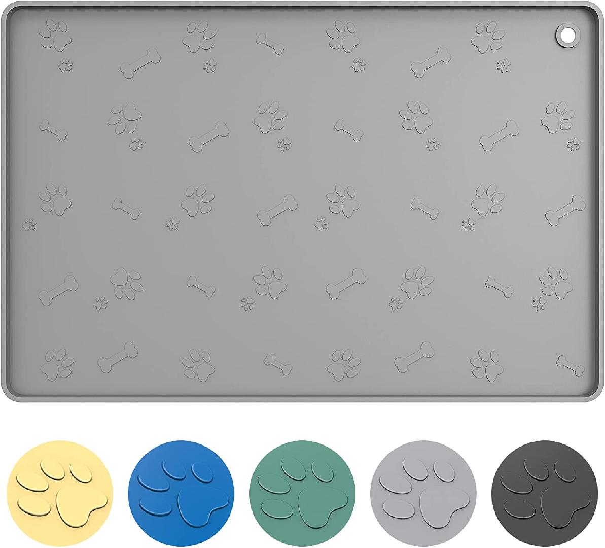 grey silicone dog food mat