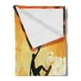 thumbnail image 2 of Grunge Soft Flannel Fleece Blanket, Illustration of Tropical Island Surfer on Sea Waves and Palms at Sunset, Cozy Plush for Indoor and Outdoor Use, 50" x 70", Orange Turquoise Black, by Ambesonne, 2 of 5