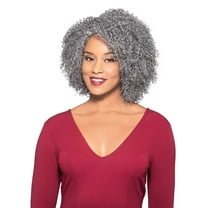 Alina Wig Color 1 Black - Foxy Silver Wigs 14" Shoulder Length Tight Curls Human Hair African American Womens Lightweight Average Cap