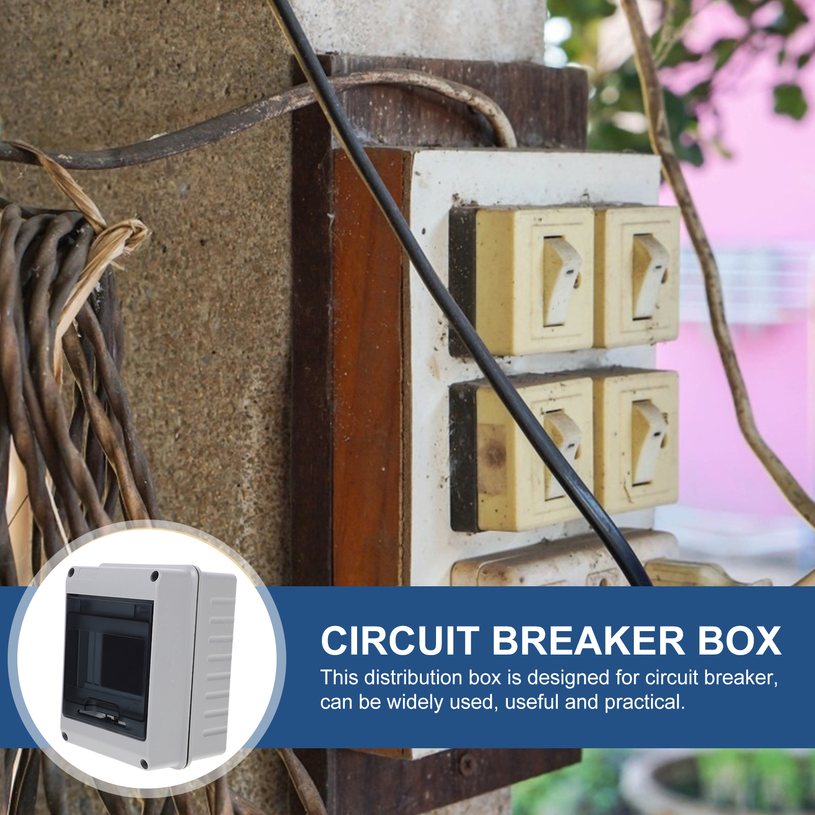 2 Way Distribution Box Electrical Boxes Plastic Circuit Breaker Enclosures Panel Small