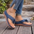 thumbnail image 6 of Yyuenw Women Summer PU Slip On Wedge Slides Open Toe Flower Thong Walking Casual Sandals, 6 of 9