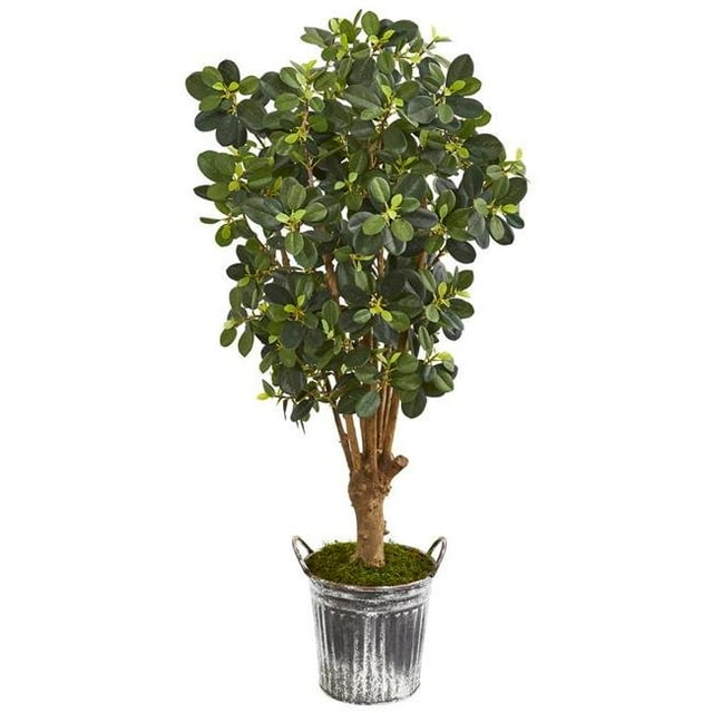 Nearly Natural 9508 45 in. Panda Ficus Artificial Tree in Vintage Metal Bucket