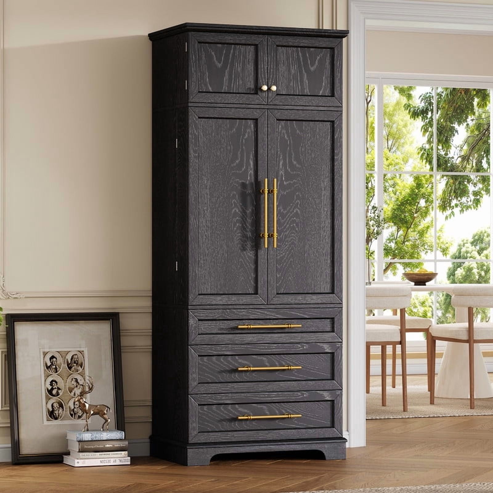 Farmhouse Kitchen Pantry with Drawers, Sideboard Storage Cabinet with Adjustable Shelves, Freestanding Versatile Cupboard