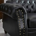 thumbnail image 6 of FFH Faux Leather Sofa with Storage Function - 85.8 Inch Sofa with Tufted Back - Leather Coach for Living Room with 3 Throw Pillows - Living Room Couch - Vintage Faux Leather in Onyx Black, 6 of 9