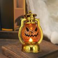 thumbnail image 4 of Farol decorativo de calabaza de Halloween | Velas electrónicas de oro electrochapado estilo vintage | Lámpara de viento LED a pilas | 1-Pack | Plástico de 12,5x7,5 cm, 4 of 6
