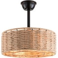 thumbnail image 3 of Maxax 19" Boho Caged Ceiling Fan with Light, Rattan Chandelier Ceiling Fan with Lights and Remote Control, 6 Speeds Reversible Timing Fandelier Ceiling Fan with Lights for Bedroom, Living Room, 3 of 7