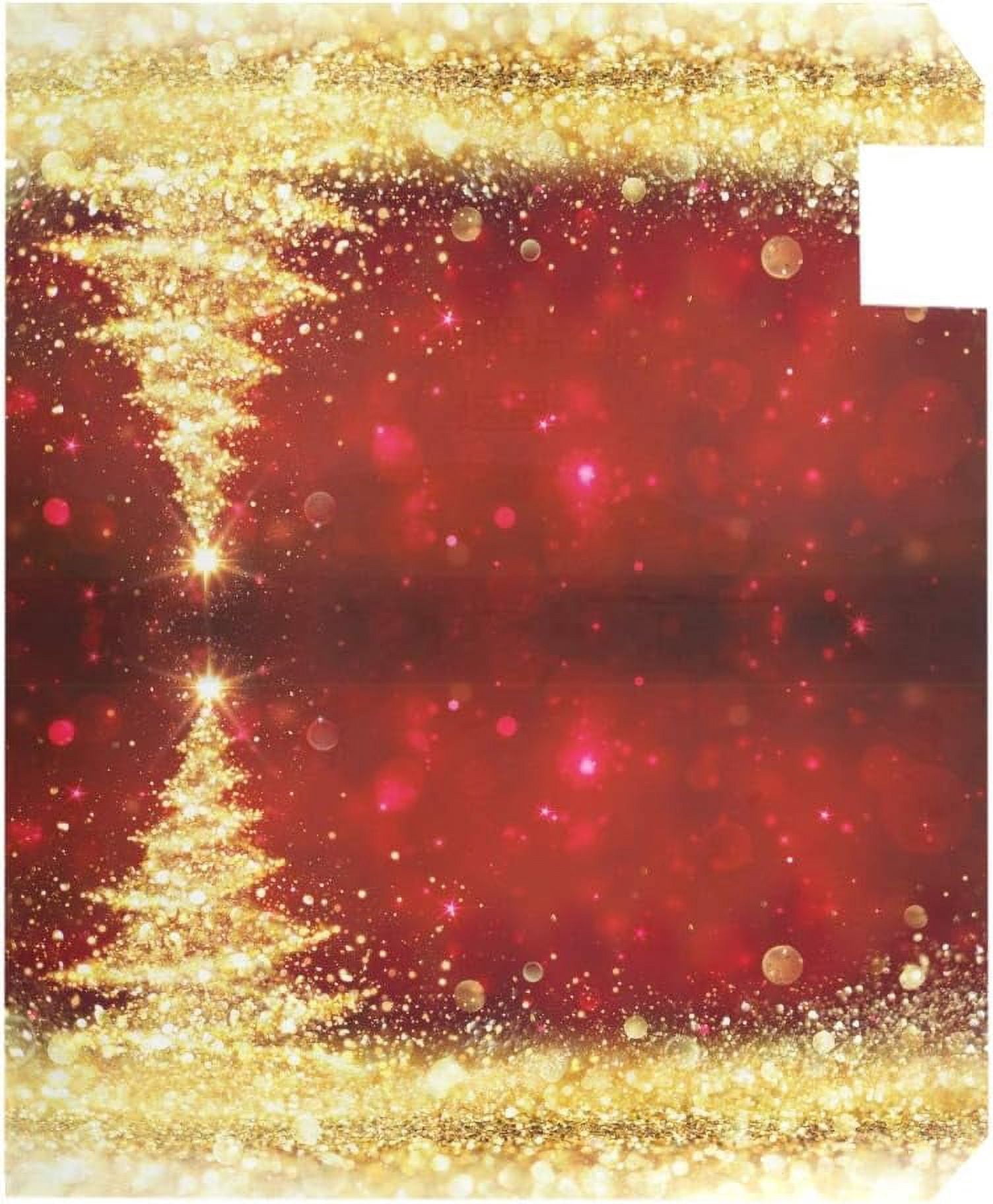 Golden Glitter Christmas Tree Red Magnetic Mailbox Cover Standard Size for Garden Yard Outdoor Decorations-18 x 20.8"