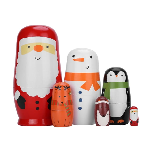 Juego de 6 muñecos anidados rusos navideños de Toy Figure Yoption