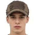 thumbnail image 6 of Women's Distressed Denim Baseball Cap, Washable Cotton Cap, Trendy American Style Dad Hat for Women, Y2K Fashion Casual Daily Wear Outdoor Cap Coffee, 6 of 7