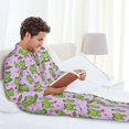 thumbnail image 6 of Naloa Happy Frogs1 Men’s Pajamas Set - Long Sleeve Button Down Sleep Shirt and Pajama Bottoms Sleepwear Set-X-Large, 6 of 7