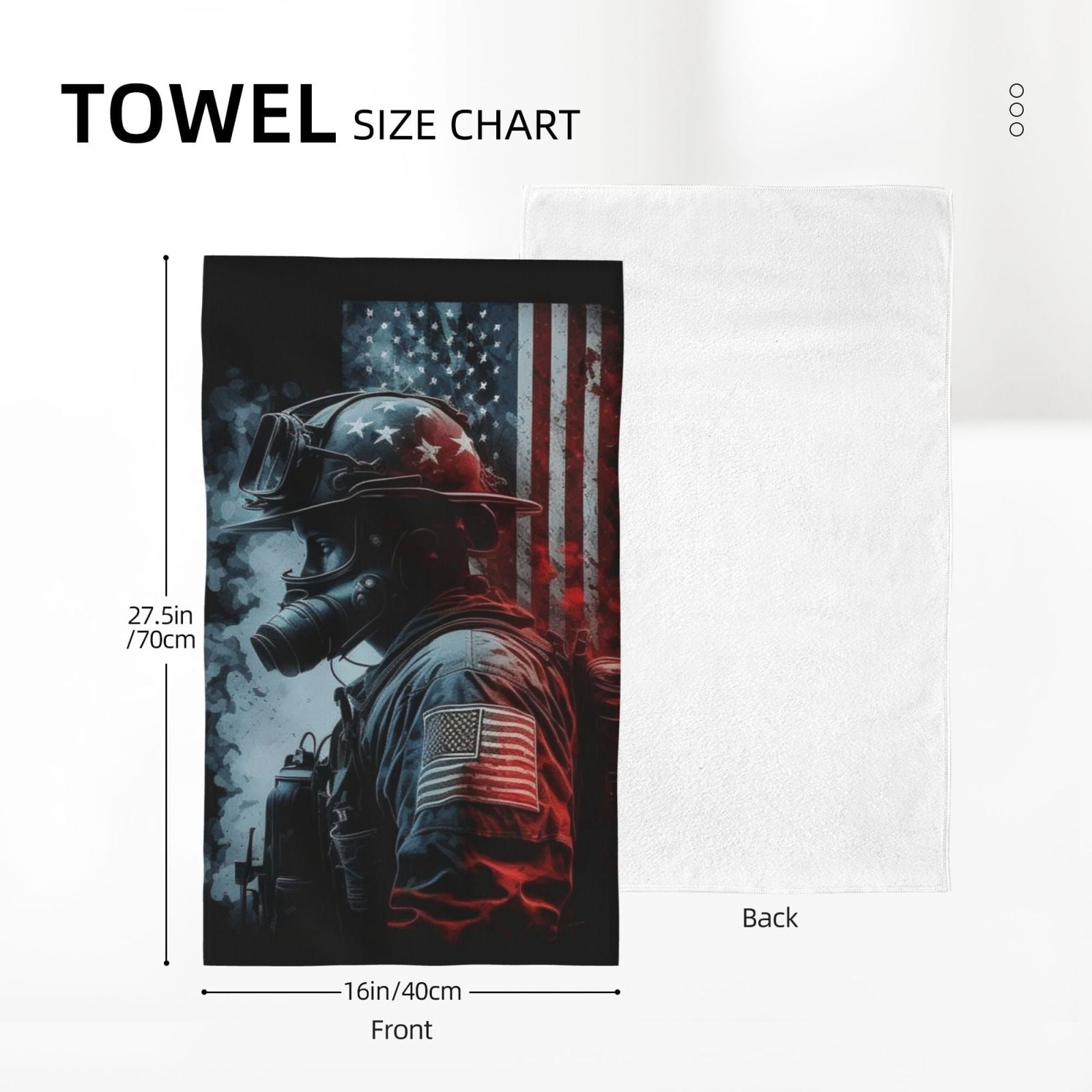 Fireman American Flag 27.5" x 16" Ultra Soft Hand Towel, Face Wash Cloth for Bathroom, Gym, Travel, Pool