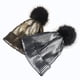 thumbnail image 3 of Invierno y otoño Chic Beanie Metallic Shiny Beanie Skull Pom Pom Sombreros Gorra para mujer (dorado), 3 of 4