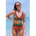 thumbnail image 4 of ROASO Women's V Neck Leopard Printed High Waist Sexy Swimsuit Two Piece Swimwear Bikini Set, 4 of 8