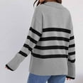 thumbnail image 5 of XFLWAM Women's Fall Winter Sweaters Lapel V Neck Long Sleeve Striped Chunky Knit Oversized Pullover Sweater Jumper Tops Gray XL, 5 of 7