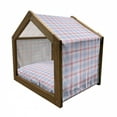 thumbnail image 2 of Pastel Pet House, Old Fashioned Retro Style Classical Geometric Striped Plaid Inspired, Outdoor & Indoor Portable Dog Kennel with Pillow and Cover, 5 Sizes, Fuchsia Salmon Pale Blue, by Ambesonne, 2 of 5