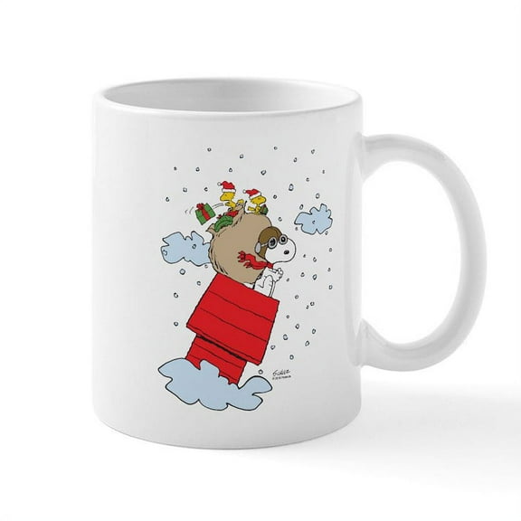 CafePress - Flying Ace Santa Mug - 11 oz Ceramic Mug - Novelty Coffee Tea Cup