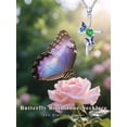 thumbnail image 3 of Butterfly Cross Emerald Birthstone Necklace 925 Sterling Silver Butterfly Cross Pendant Necklace with May Birthstone Trendy Christmas Day Anniversary Jewelry Gift for Women Her, 3 of 10