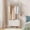 B, variant on Portable Wardrobe Two Tier Freestanding Clothes Rack with Shelves and Hanging Rods Easy Assembly Storage Unit for Bedroom Closet Organization Space Saving Garment Rack