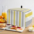 thumbnail image 2 of Yellow Grey Stripe Toaster Cover 4 Slice, Modern Farmhouse Vertical Striped Dustproof Bakeware Oven Protector with Top Hook, Waterproof Small Kitchen Appliance Toasters Dust Cover, 12"x11"x8", 2 of 9