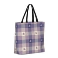 thumbnail image 2 of Vsdgher Purple Floral Gingham Check Plaid print Tote Bag for Women Shoulder Bag with Zipper Large Shoulder Bag Handle Handbag Portable Washable for Travel, Work, 2 of 8