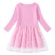 thumbnail image 1 of Odeerbi Niñas Manga Larga Vestido Tul Lentejuelas Primavera Otoño Algodón Cuello Redondo Malla Empalme Vestido Suelto, 1 of 3