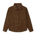 thumbnail image 6 of KAUOD Kids Corduroy Shackets Jackets Front Pockets Button Long Sleeve Coats Boys Girls Plain Soft Collar Shirt Clothes, 6 of 9