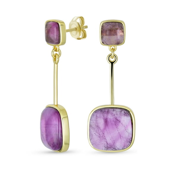 Bling Jewelry Womens Elegant Dangle Gemstone Earrings with Purple Amethyst in Gold Plated