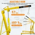 thumbnail image 6 of GARVEE 2 Ton Hydraulic Engine Hoist,Cherry Picker Shop Crane with 6 Casters and Telescopic Boom for Garage, Workshop, Automotive Repair,Yellow, 6 of 7