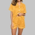 thumbnail image 2 of Womens Pyjamas Set 2 Pcs Short Button Down PJs Comfy Classic Soft Loungewear Soft Nightwear Cute Summer Sleepwear Gifts for Women Yellow L, 2 of 4