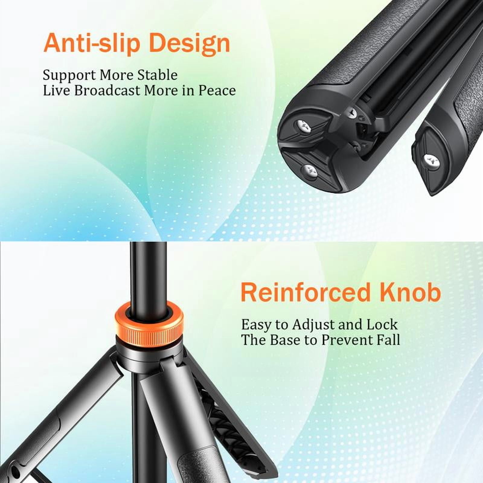 61-Inch Professional Selfie Stick Tripod with Remote Control Enhanced Stabilized Stand Compatible for iPhone Android Portable Travel Design