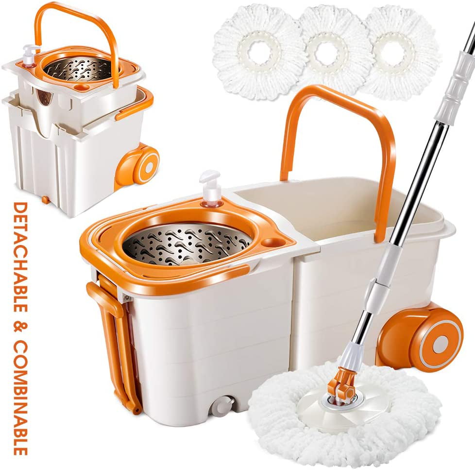 Masthome 360 Spin Mop and Bucket with Wringer Set for Floor Cleaning Get A Bucket And A Mop