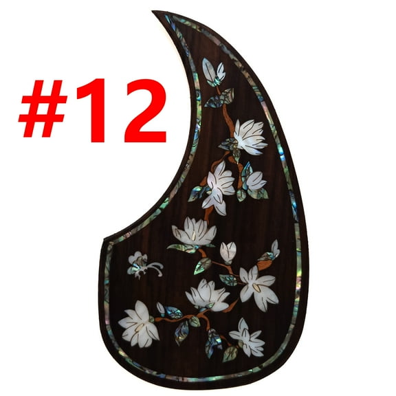 Acoustic Guitar Pickguard Solid Wood Pick Guard Anti-scrape Plate Inlaid Abalone Flower Self-adhesive for Martin D-56 Acoustic Guitar