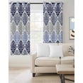 thumbnail image 2 of Blue Boho Flowers Blackout Curtains for Bedroom/Living Room, Thermal Insulated Kitchen Curtains, Modern Luxurious Ombre Geometric Floral Grommet Darkening Window Treatment Drapes 52"x72"x2, 2 of 8