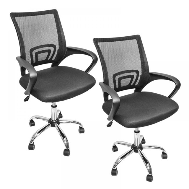 Pack de 2 sillas operativas color Negro base metalica giratoria reclinable TOPLIVING Base metalica giratoria con ruedas engomadas silenciosas.